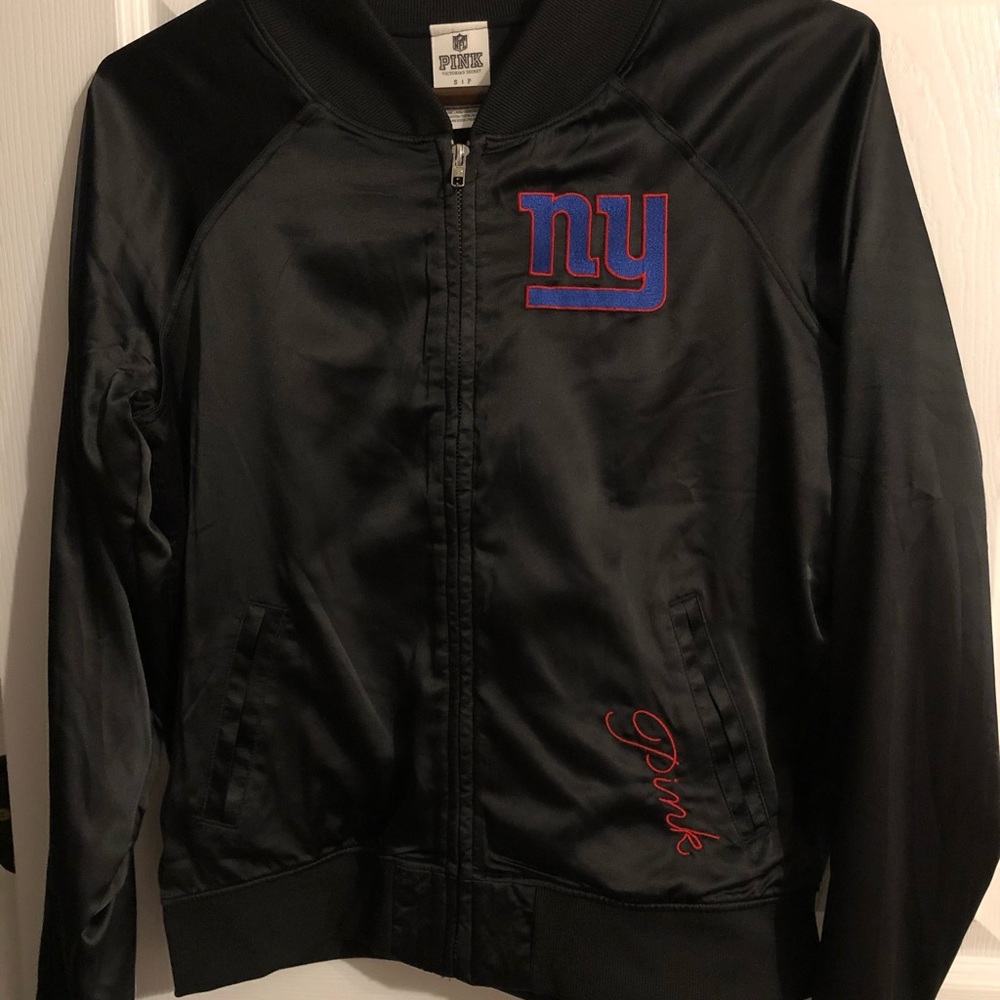 PINK Victoria's Secret Black Jacket with Blue and Red Accents